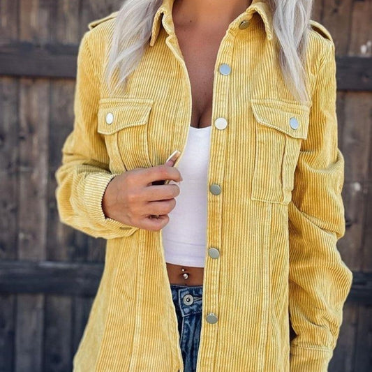 European And American Solid Color Corduroy Women's Foreign Trade Winter Shirt Jacket