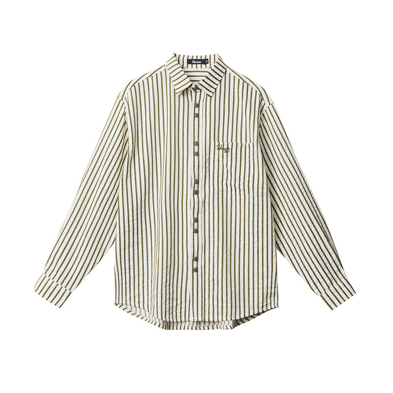 European And American Striped Shirt Women's Autumn Winter Retro Fashion