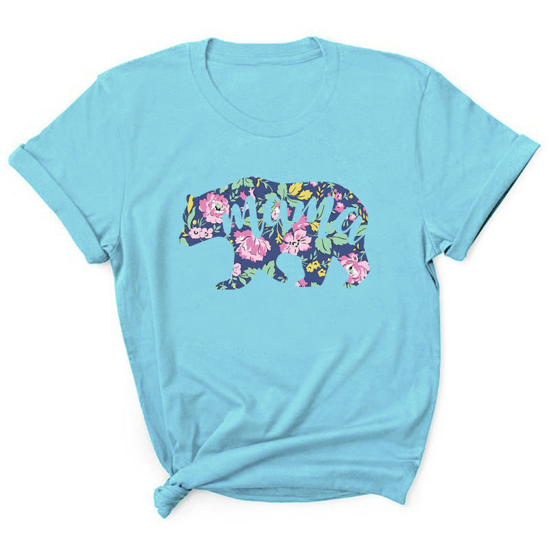 Mama Pattern Printed Short Sleeve Round Neck T-shirt Casual Fashion