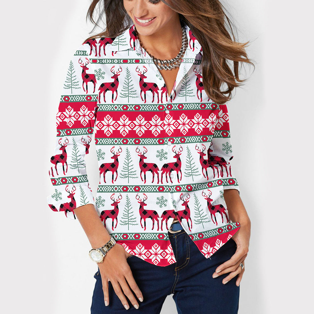Women's Button Lapel Long Sleeve Shirt
